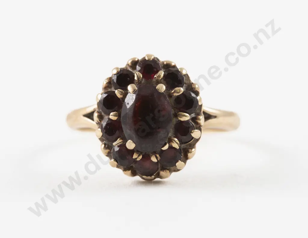 9ct Eleven Stone Garnet Cluster Ring Image 1++