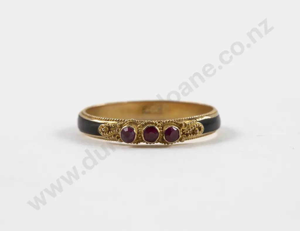 Victorian 22ct Three Stone Ruby Ring Image 1++
