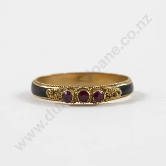Victorian 22ct Three Stone Ruby Ring