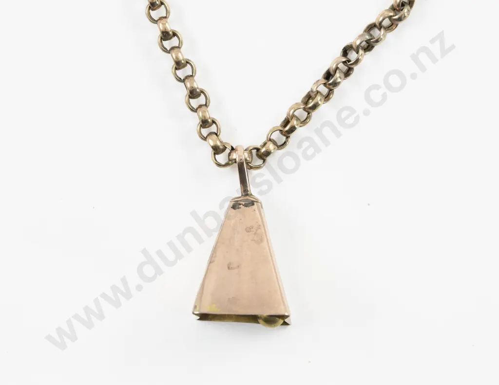 Vintage 9ct Fancy Link Neck Chain with Bell Pendant Image 1++