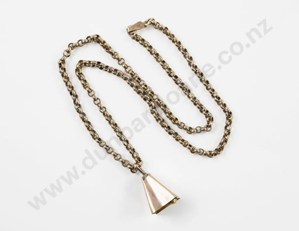 Vintage 9ct Fancy Link Neck Chain with Bell Pendant Image 1++