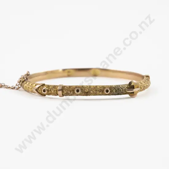 Victorian 9ct Buckle Design Hollow Hinged Snap Bangle