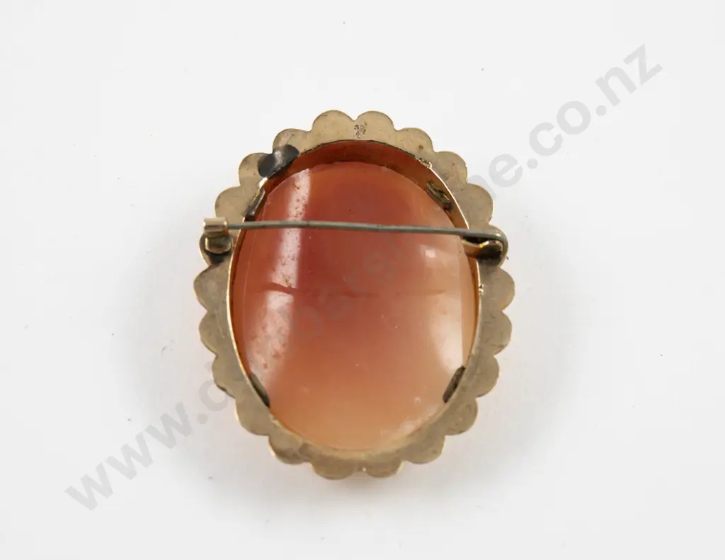 9ct Framed Classical Portrait Cameo Brooch Image 1++