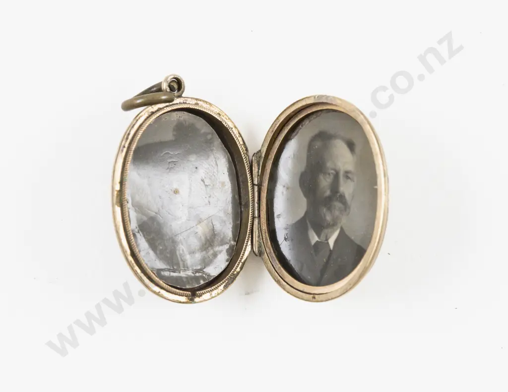 Victorian Gold Plated Seed Pearl and Turquoise Photo Locket Pendant Image 1++