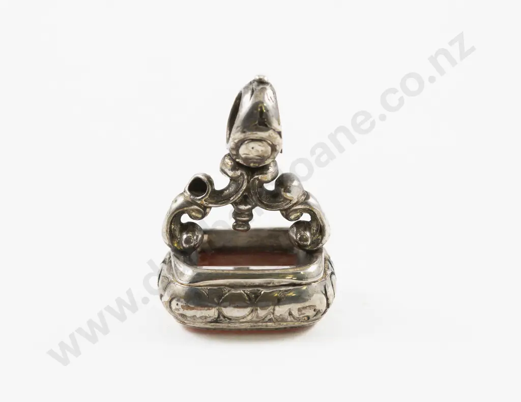 Vintage S/S Carnelian Fancy Seal Fob Image 1++