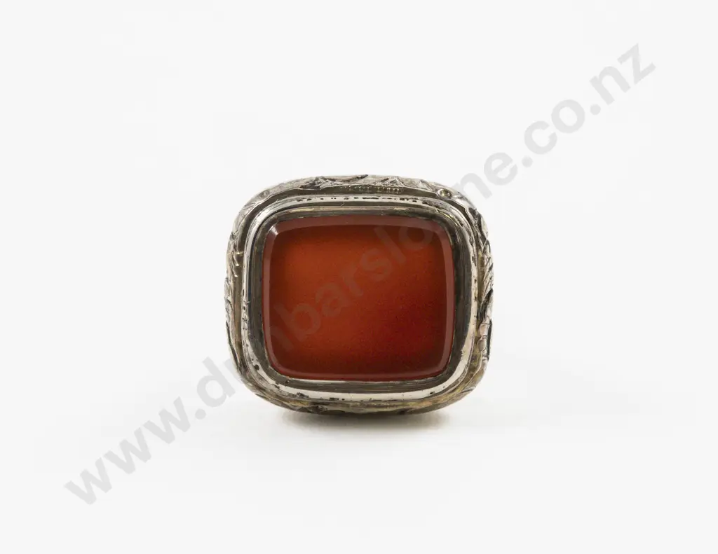 Vintage S/S Carnelian Fancy Seal Fob Image 1++