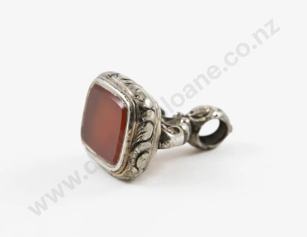 Vintage S/S Carnelian Fancy Seal Fob Image 1++
