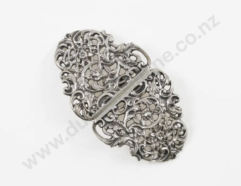 Victorian S/S Ornate Belt Buckle Image 1++