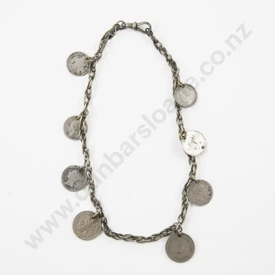 Vintage 'World Traveller' Souvenir Coin Charm Fancy Link Fob Chain