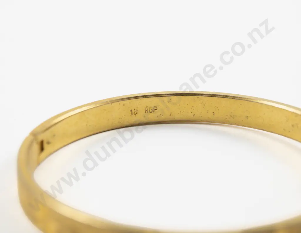 18ct Gold Plated Engraved Hinged Snap Bangle Image 1++