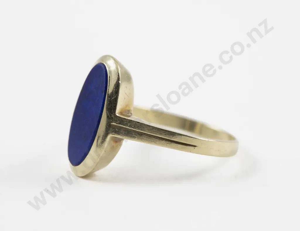 14ct Single Stone Lapis Dress Ring Image 1++
