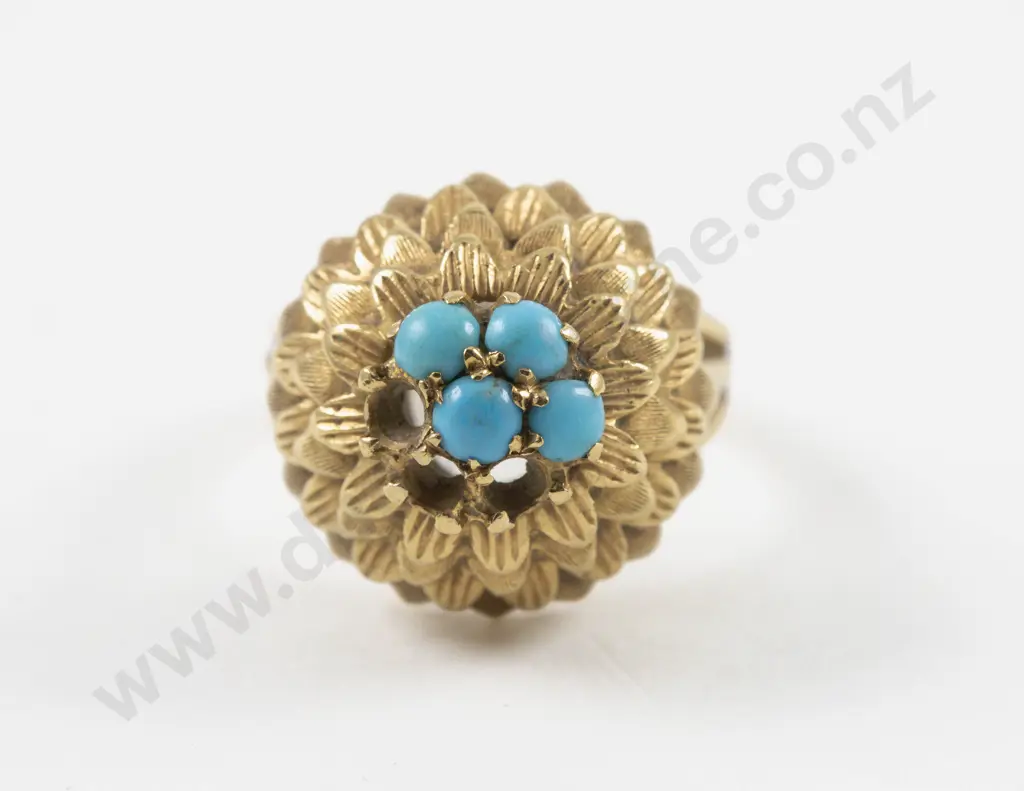 14ct Turquoise Dome Cluster Ring Image 1++