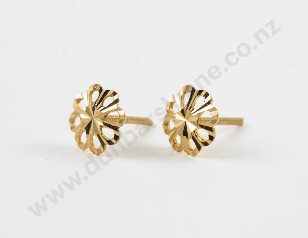 Pair 22ct Flower Stud Earrings Image 1++