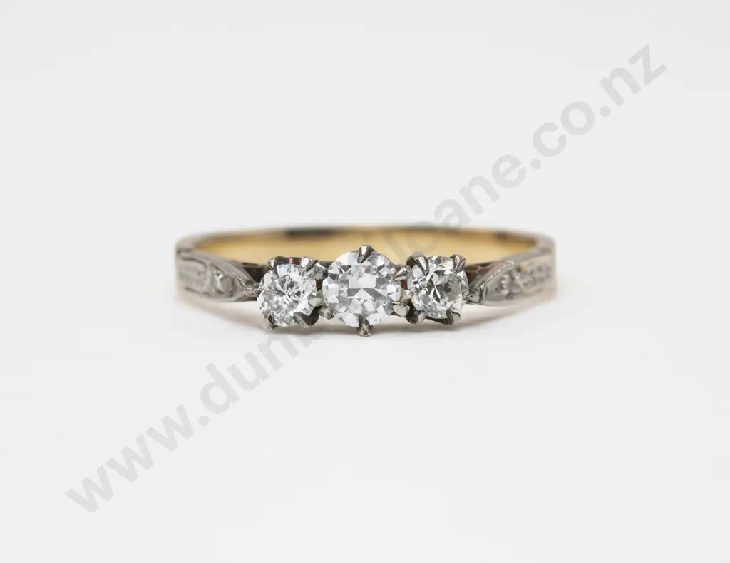 18ct Three Stone Diamond Bridge Ring Image 1++