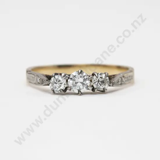 18ct Three Stone Diamond Bridge Ring