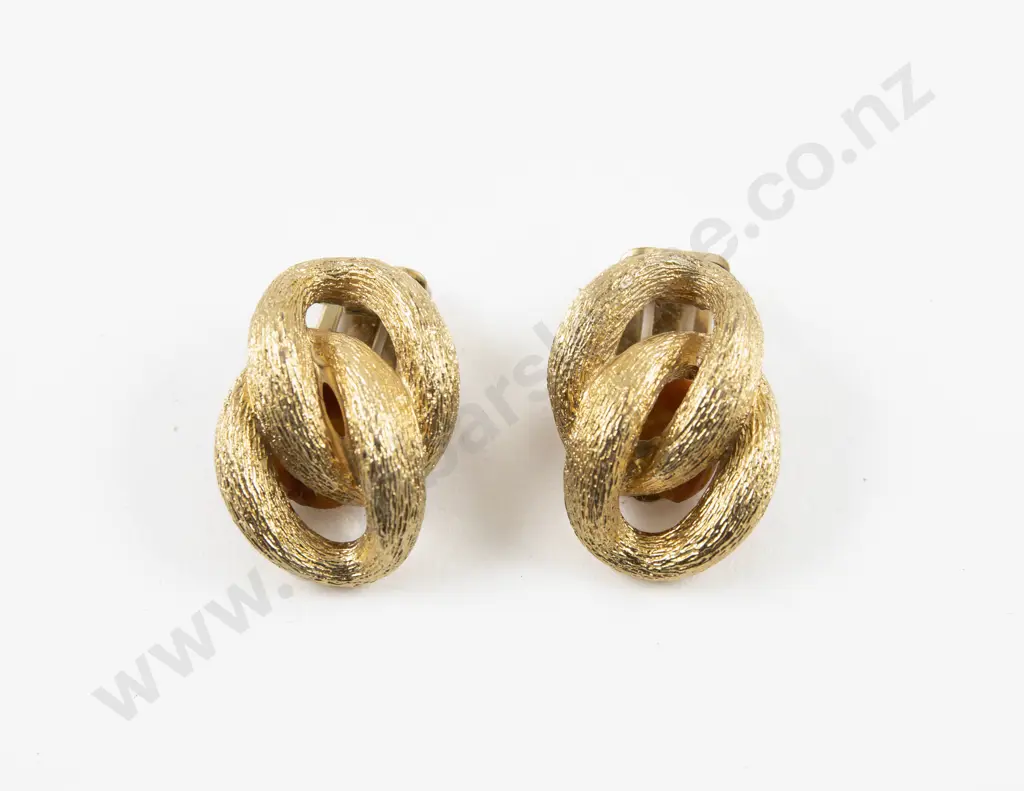 Vintage Christian Dior Textured 'Figure of Eight' Knot Earrings Image 1++