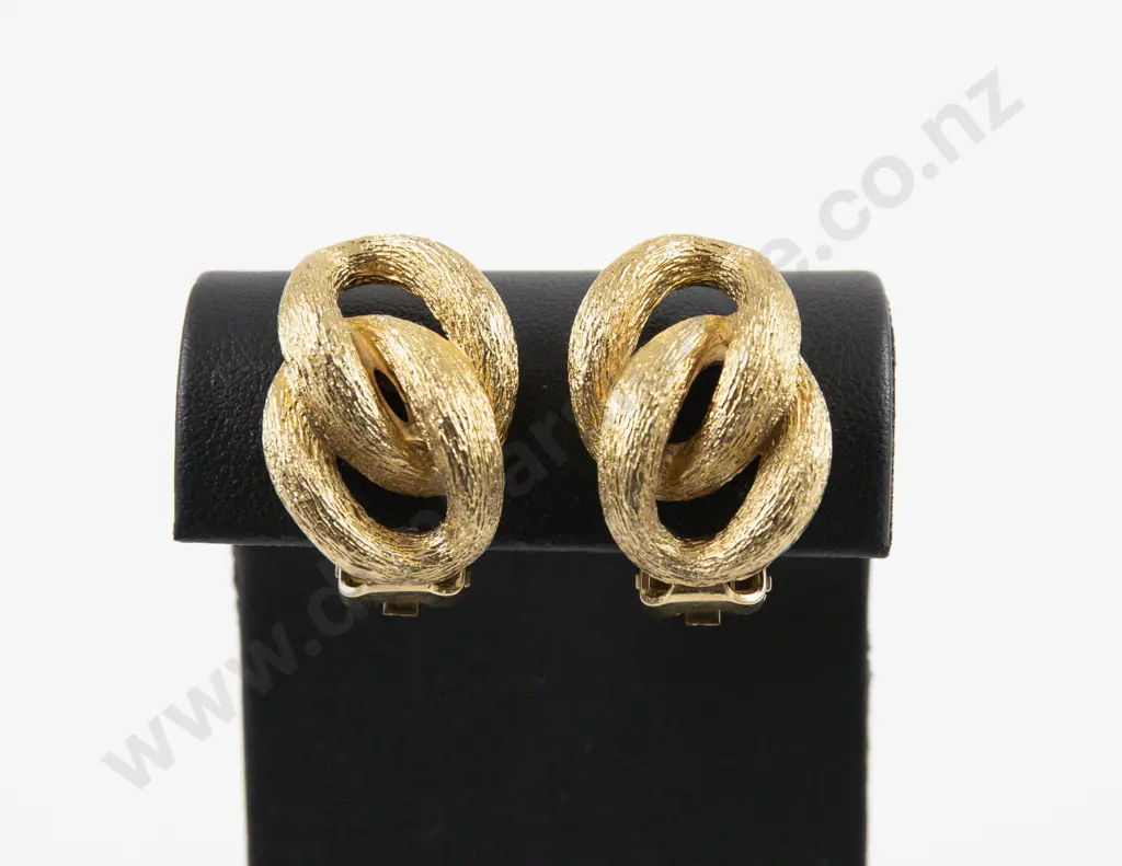 Vintage Christian Dior Textured 'Figure of Eight' Knot Earrings Image 1++