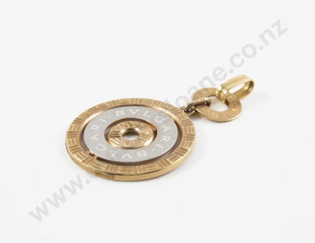 Faux Bvlgari 14ct Yellow and White Gold Circular Pendant Image 1++