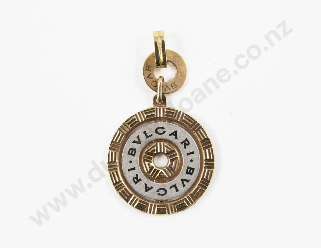 Faux Bvlgari 14ct Yellow and White Gold Circular Pendant Image 1++