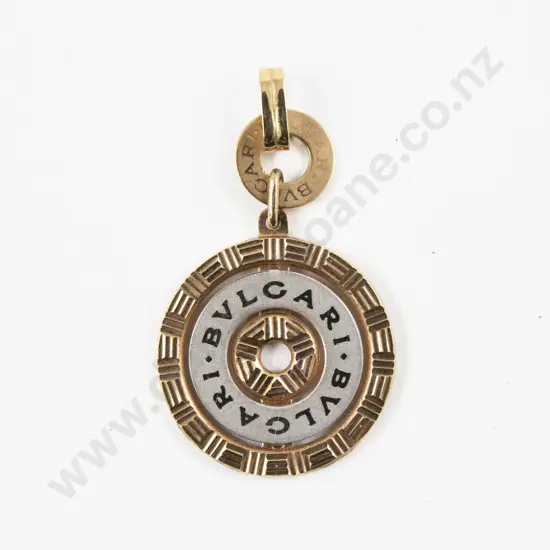 Faux Bvlgari 14ct Yellow and White Gold Circular Pendant