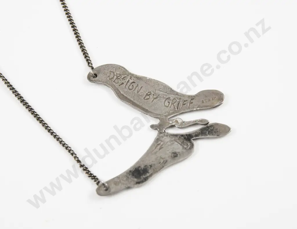 'Design by Griff' Modernist S/S and Enamel Butterfly Pendant Image 1++