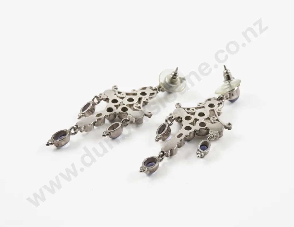 Shankari (Indonesia) Pair of Handmade S/S Semi Precious Gemstone Pendant Drop Earrings Image 1++