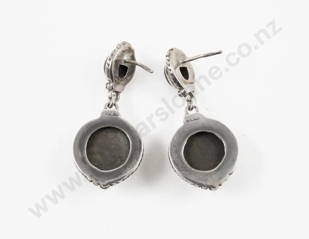 Shankari (Indonesia) Pair of Handmade S/S Semi Precious Gemstone Pendant Drop Earrings Image 1++