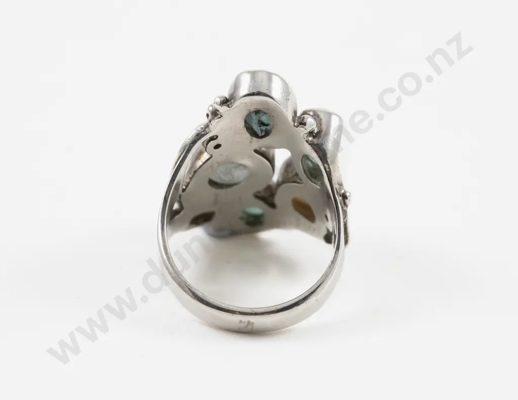 Shankari (Indonesia) Handmade S/S Semi Precious Gemstone Cluster Ring Image 1++