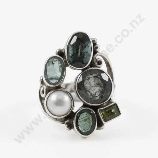 Shankari (Indonesia) Handmade S/S Semi Precious Gemstone Cluster Ring