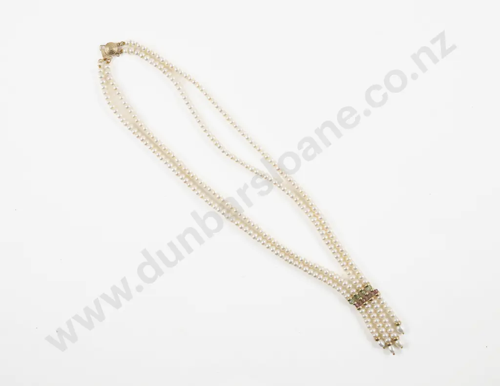 Double Strand Fresh Water Pearl Necklace Image 1++