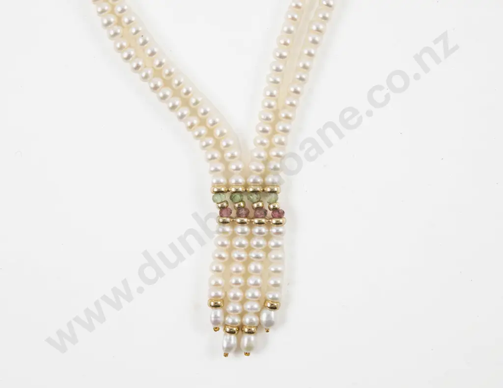 Double Strand Fresh Water Pearl Necklace Image 1++