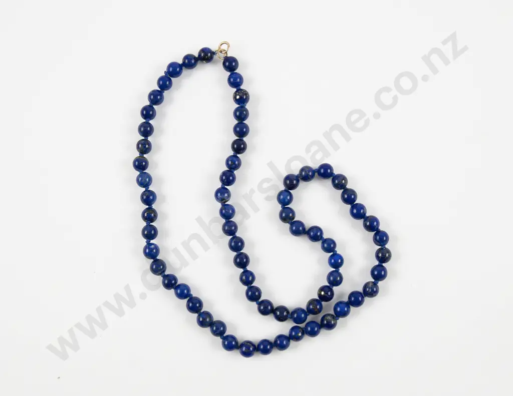 Single Strand Uniform Lapis Bead Necklace Image 1++