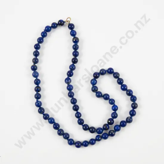 Single Strand Uniform Lapis Bead Necklace