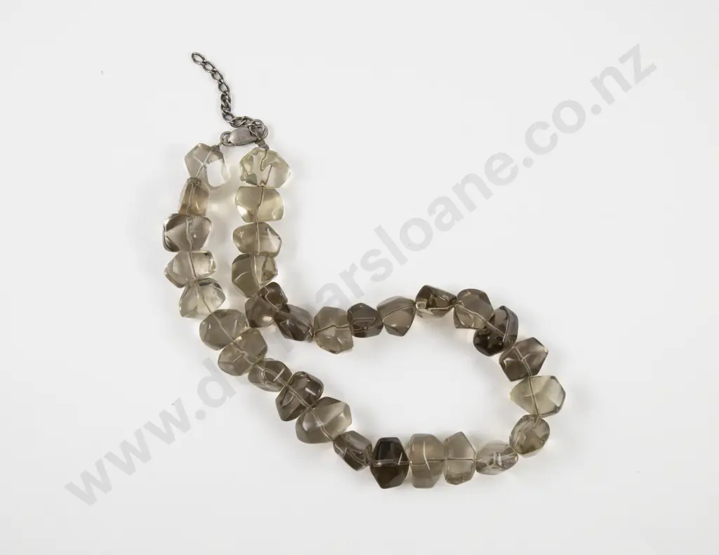 Single Strand Smoky Quartz Bead Necklace Image 1++