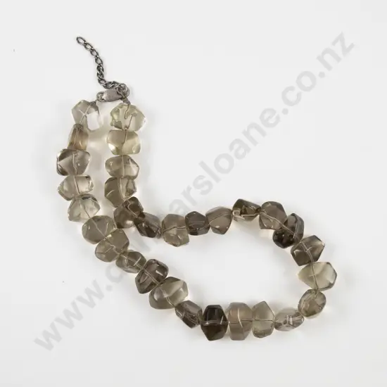 Single Strand Smoky Quartz Bead Necklace