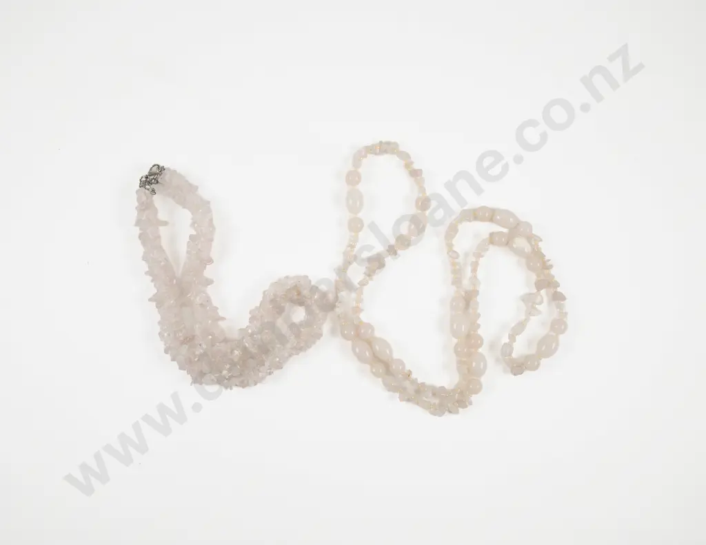 Two Rose Quartz Bead Necklaces Image 1++