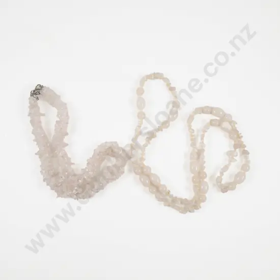 Two Rose Quartz Bead Necklaces