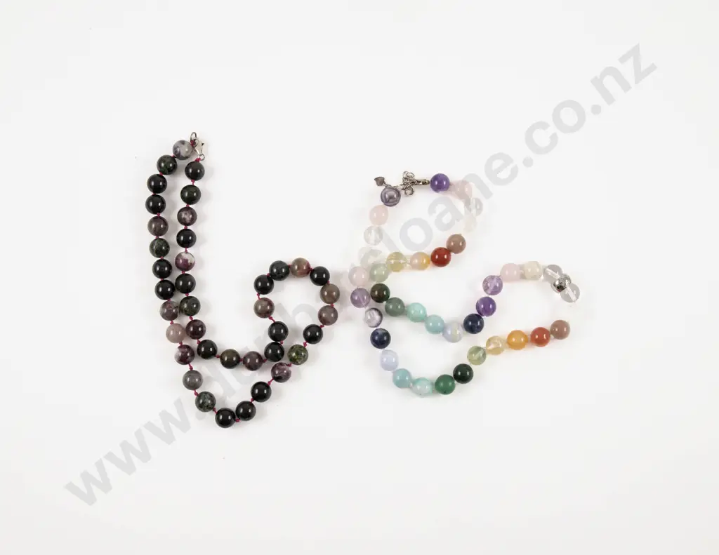 Two Single Strand Semi-Precious Gem Stone Necklaces Image 1++