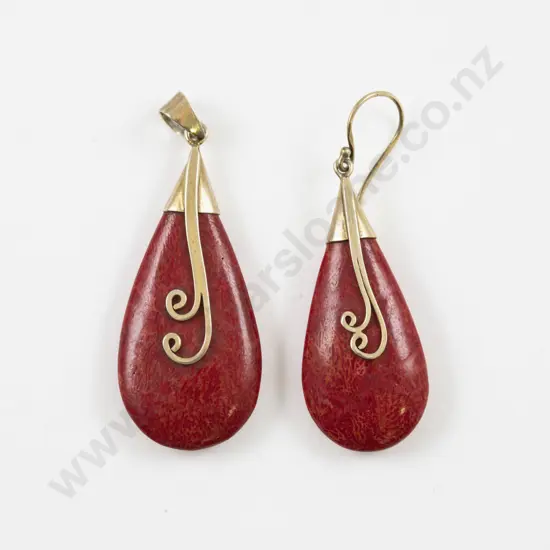 9ct Mounted Single Coral Pendant