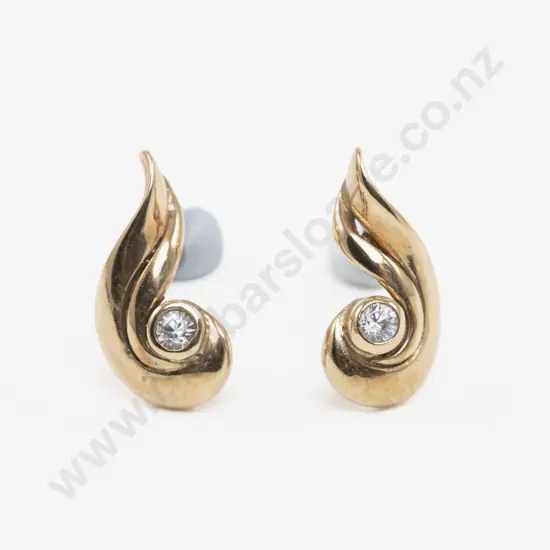 Pair 9ct Single Stone Cubic Zirconia Stud Earrings