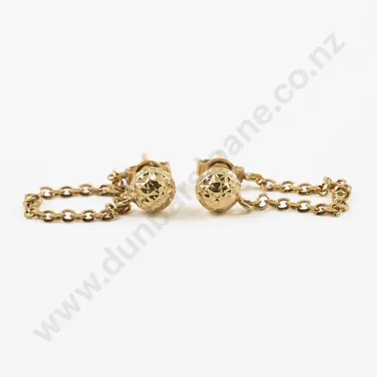 Pair 9ct 'Ball' Stud Dangle Pendant Earrings