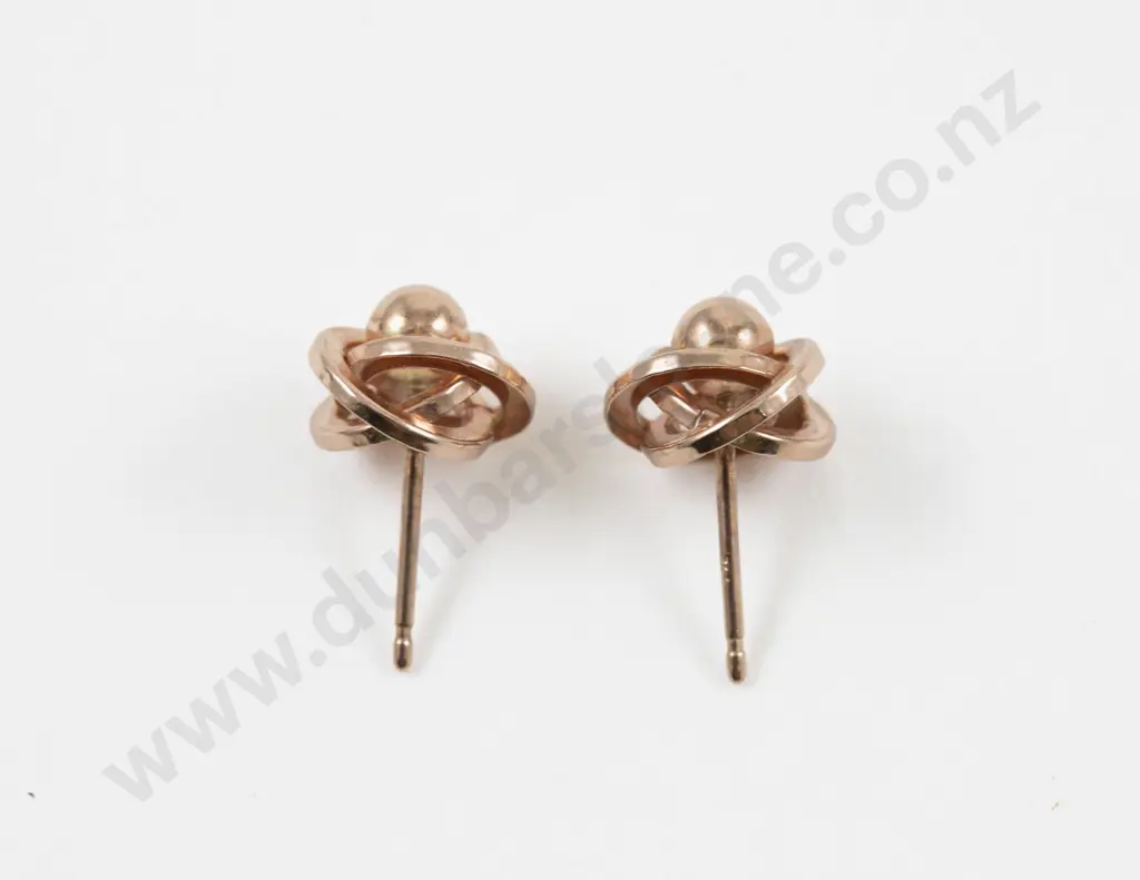 Pair 9ct Knot Stud Earrings Image 1++
