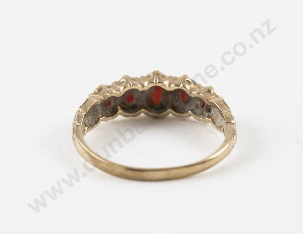 9ct Five Stone Garnet Band Ring Image 1++