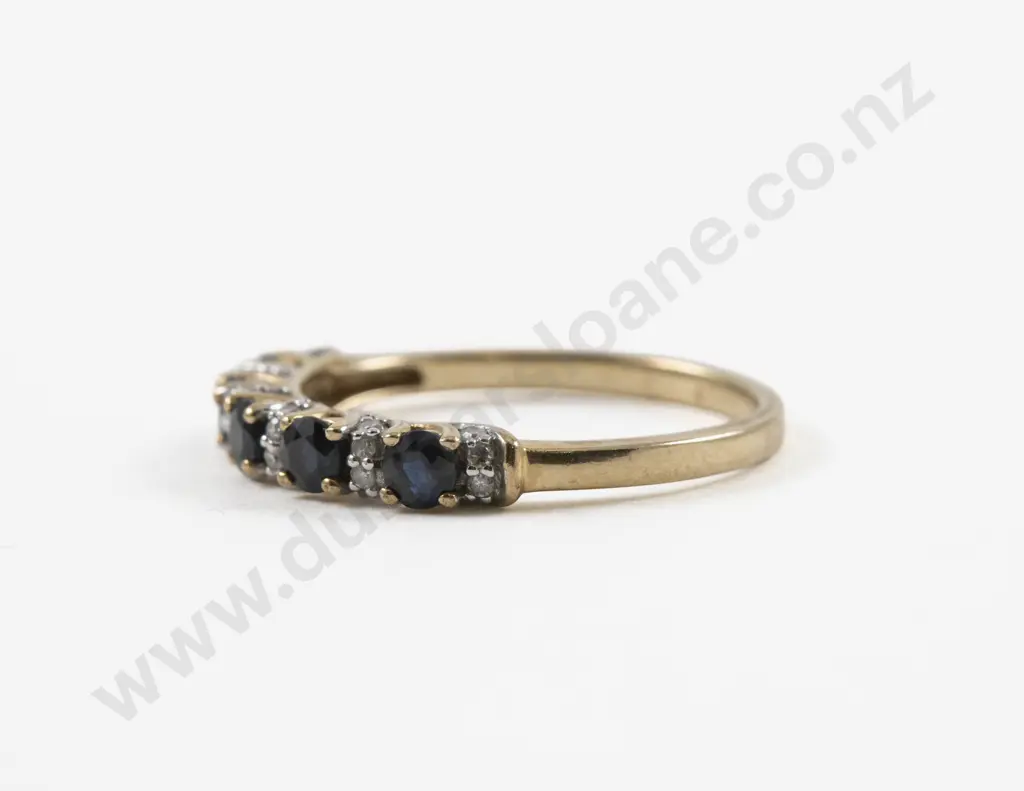 9ct Diamond and Sapphire Band Ring Image 1++