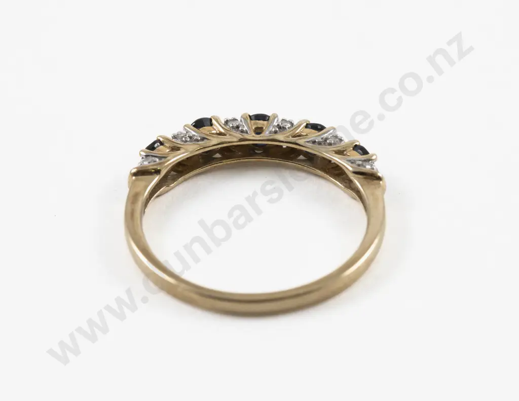 9ct Diamond and Sapphire Band Ring Image 1++