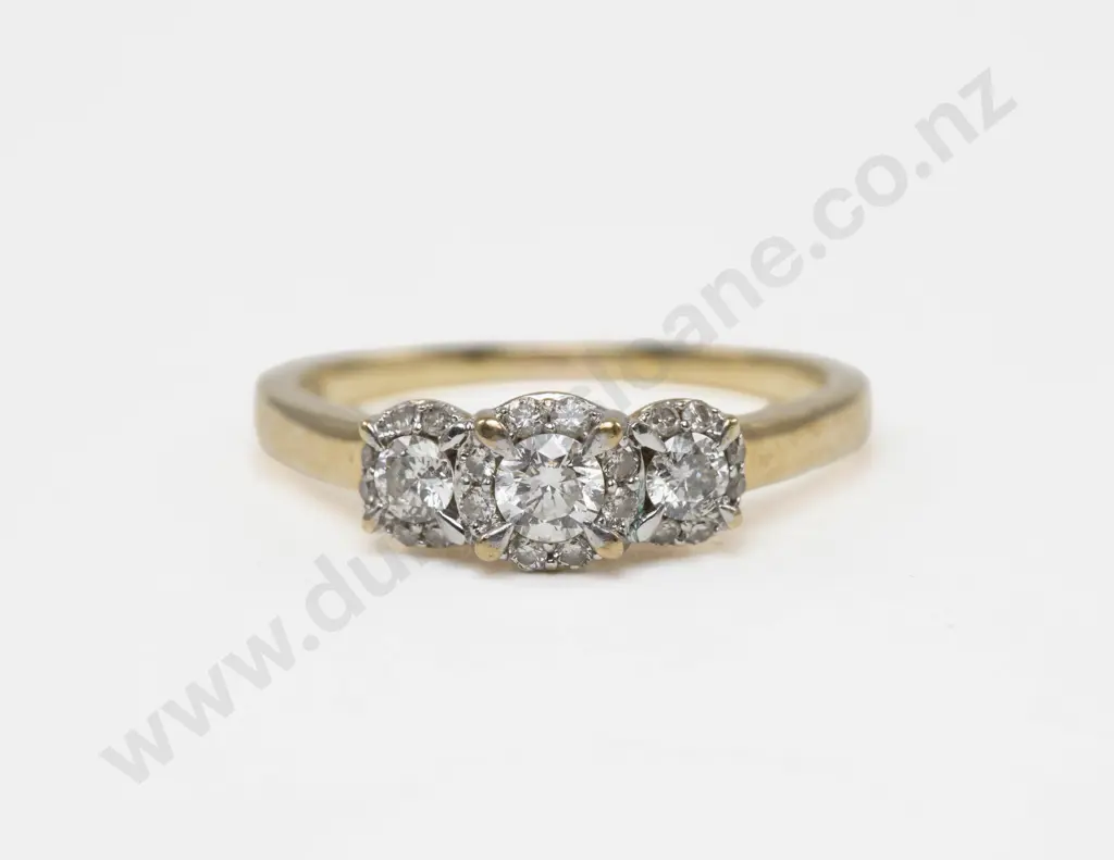 9ct Triple Cluster Diamond Ring Image 1++