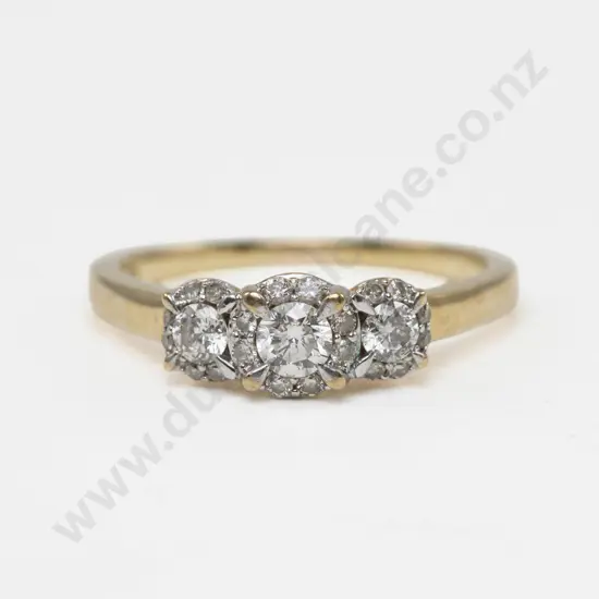9ct Triple Cluster Diamond Ring