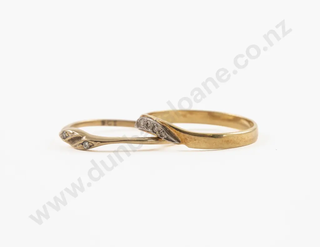 18ct and 9ct Gold Diamond Band Rings Image 1++