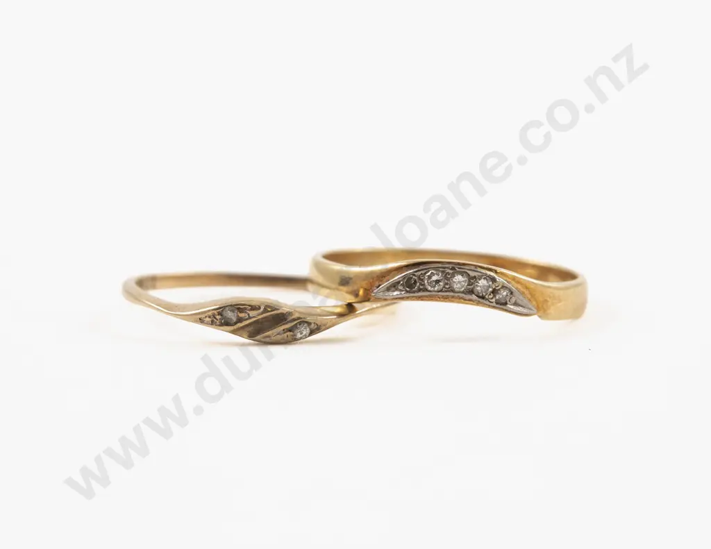 18ct and 9ct Gold Diamond Band Rings Image 1++