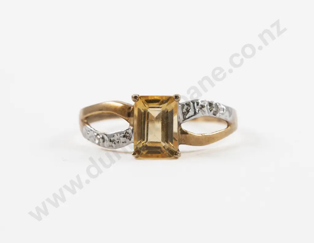 9ct Single Stone Citrine Ring Image 1++